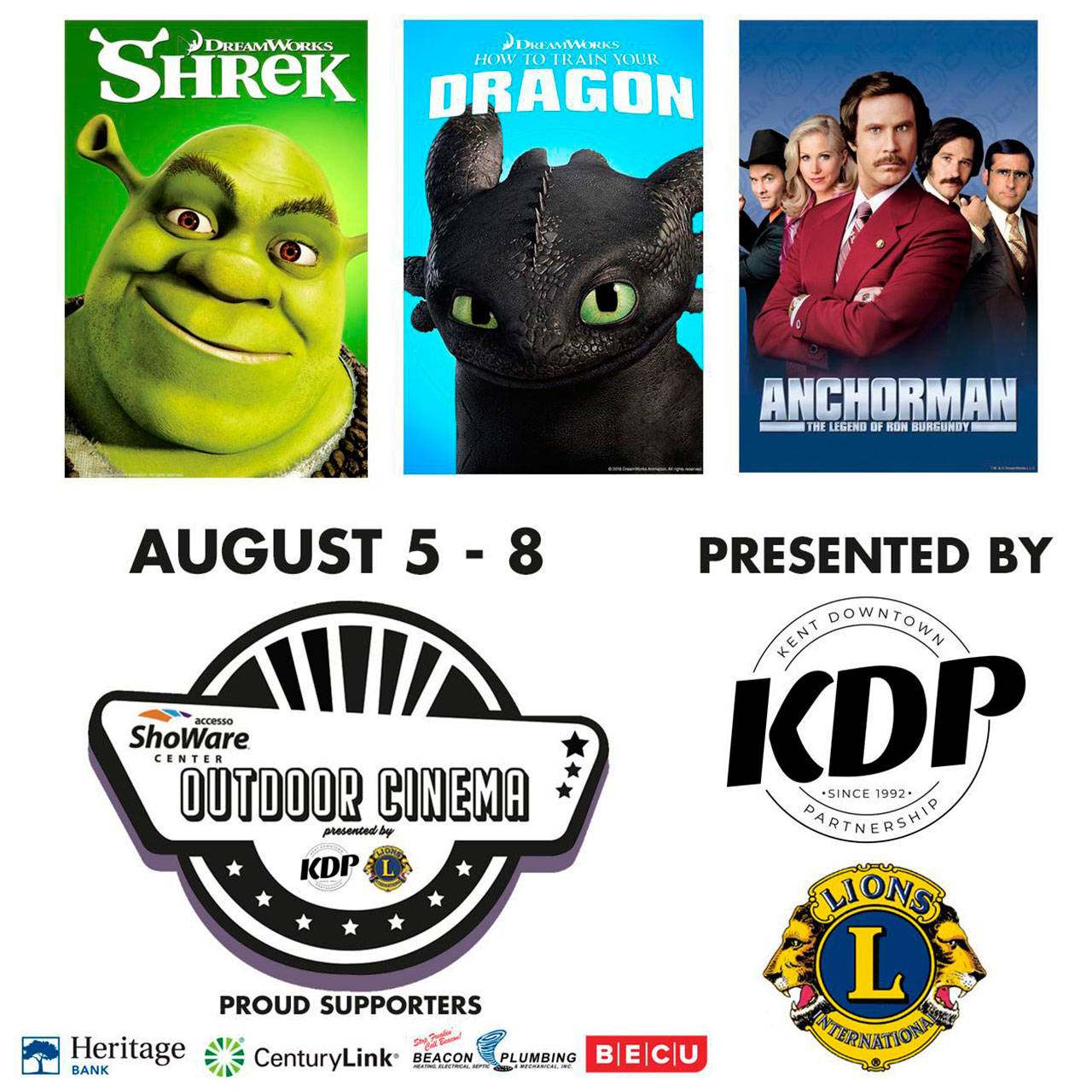 Kent’s ShoWare Center drive-in offers three films Aug. 5-8