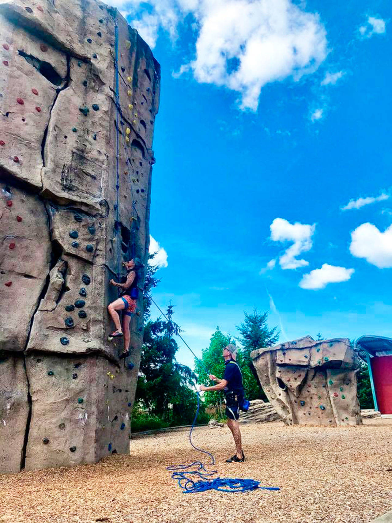 Climbers check out the renovated wall at Arbor Heights 360 Park in Kent at the corner of Southeast 240th Street and 116th Avenue Southeast. COURTESY PHOTO, Kent Parks