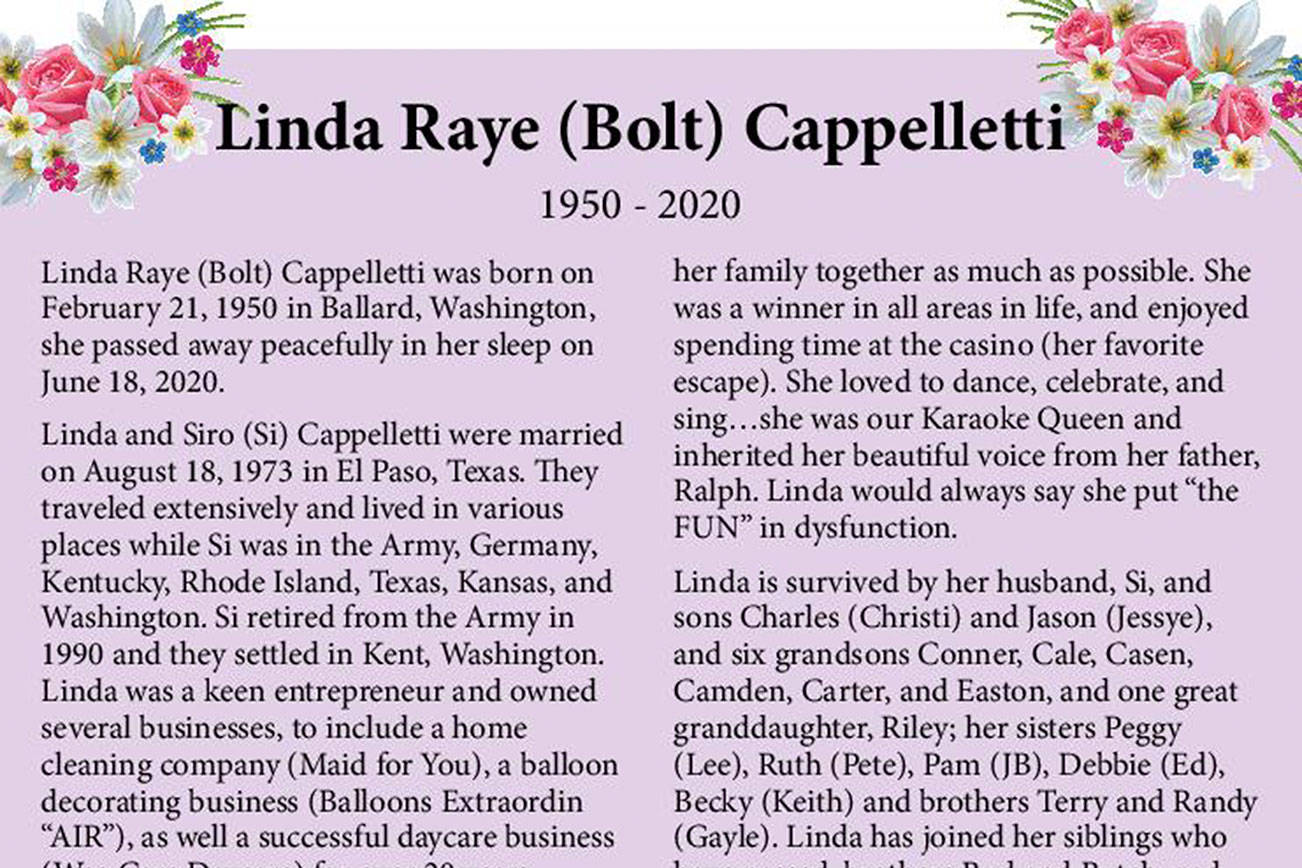 Linda Raye (Bolt) Cappelletti | Obituary