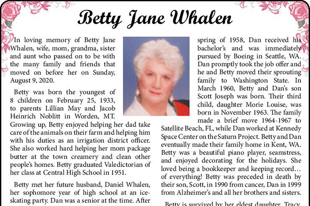 Betty Jane Whalen | Obituary