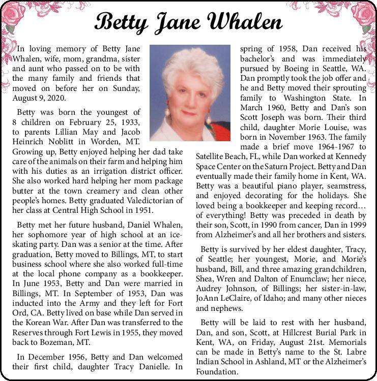 Betty Jane Whalen | Obituary
