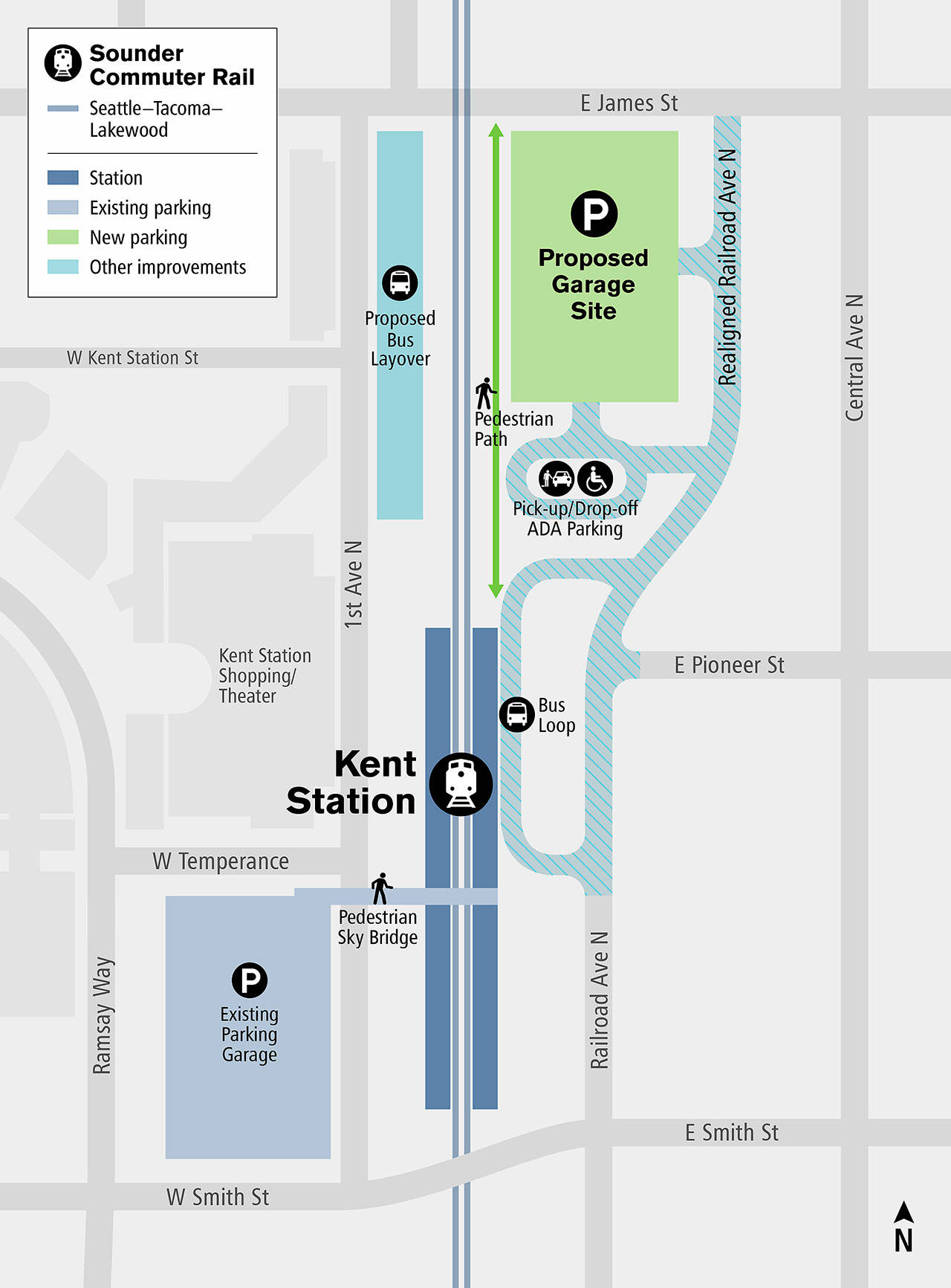 Sound Transit has paused plans for a new Sounder parking garage for train commuters in Kent. COURTESY GRAPHIC, Sound Transit