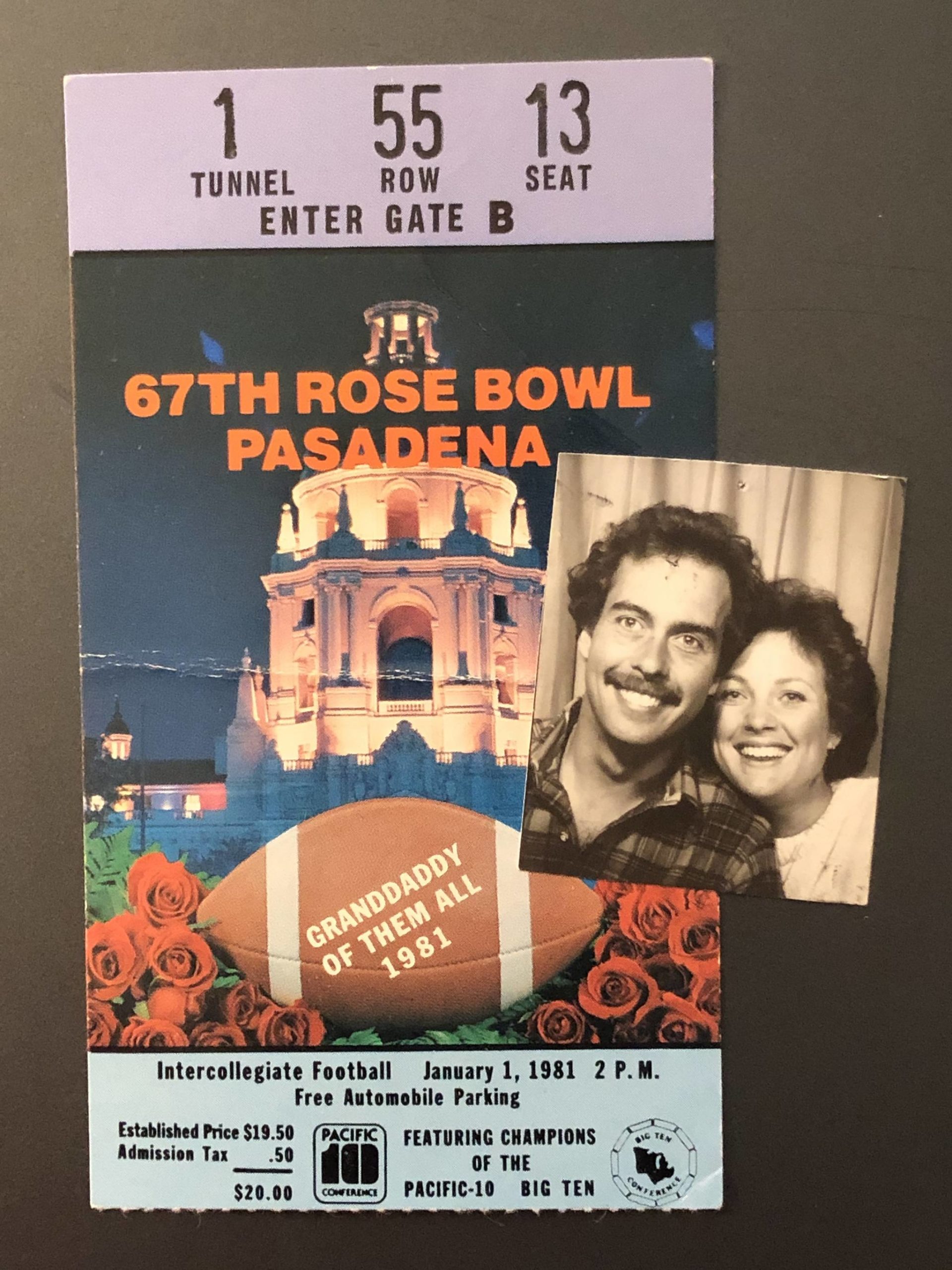 Courtesy photo Guest columnist Greg Asimakoupoulos took his future wife, Wendy, to the Rose Bowl game between Washington and Michigan.