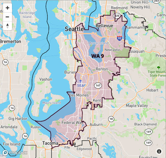 Map of U.S. Congressional District 9.