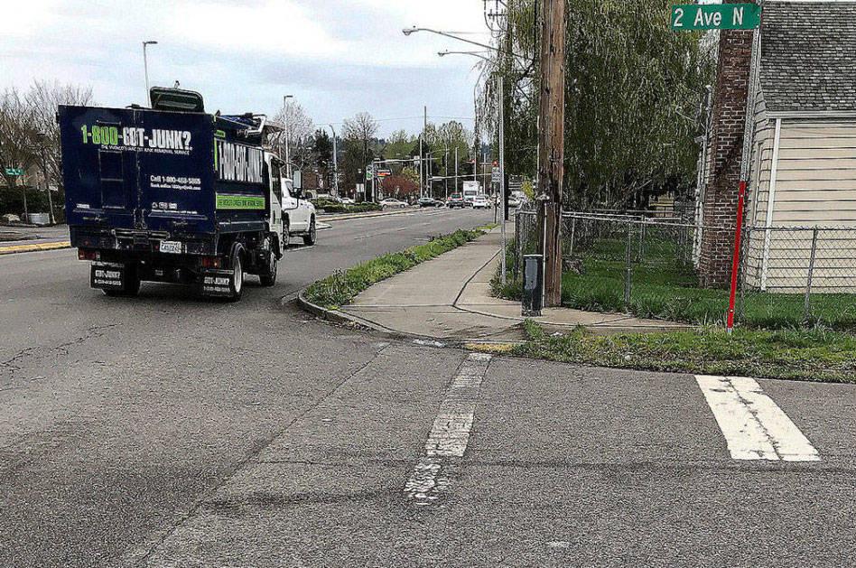 The city of Kent will install a new pedestrian crossing in early 2021 at West James Street and Second Avenue North to improve access between North Park and the Sounder train at Kent Station. FILE PHOTO
