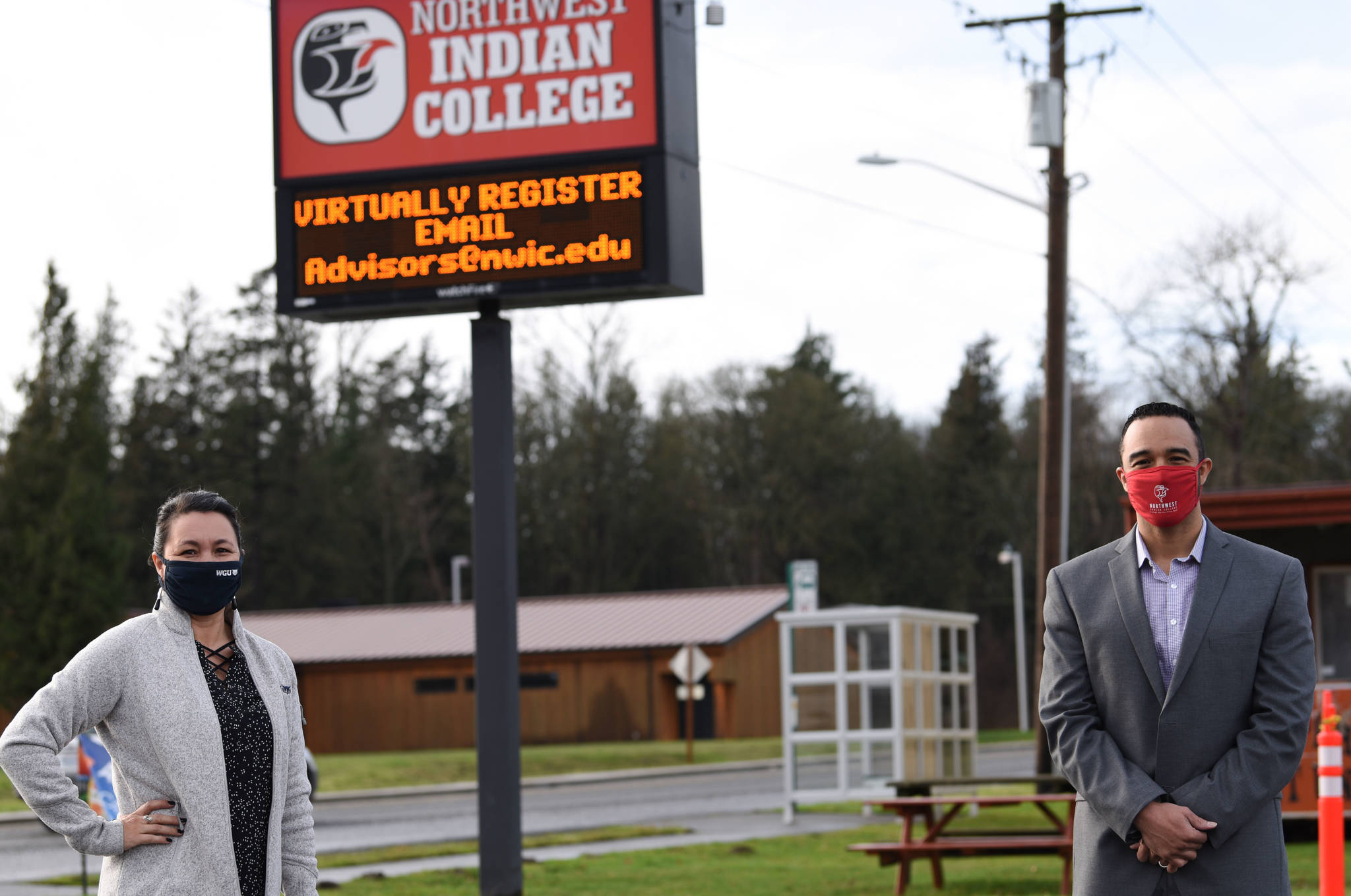 Tonya Drake, WGU Washington’s chancellor and regional vice president, left, and Justin Guillory, president of Northwest Indian College. COURTESY PHOTO, WGU