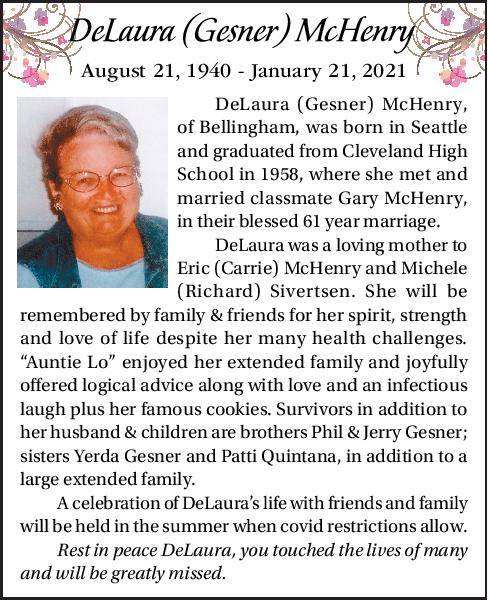 DeLaura (Gesner) McHenry | Obituary