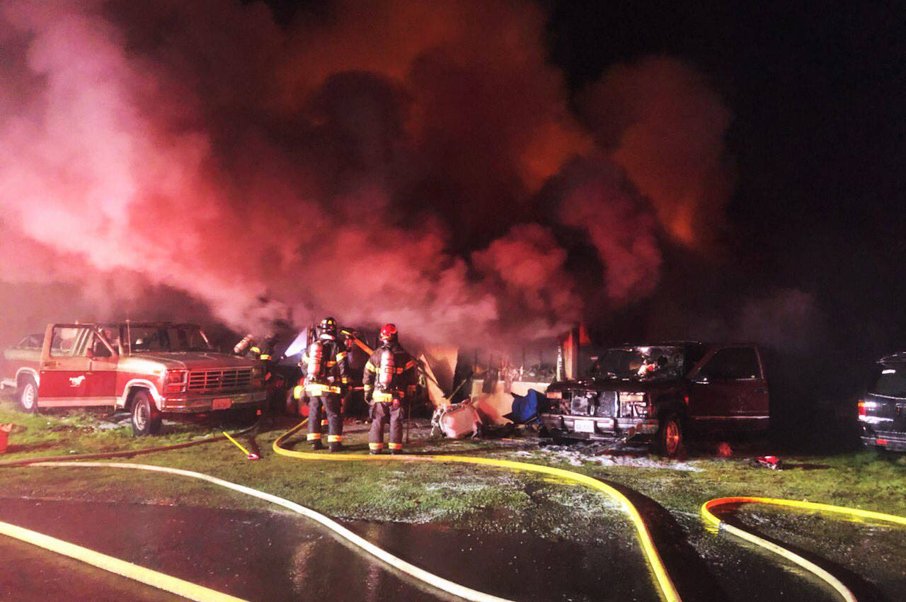 A mobile home fire Feb. 1 in the 28400 block of 168th Avenue Southeast in Kent claimed the life of an elderly man. COURTESY PHOTO, Puget Sound Fire