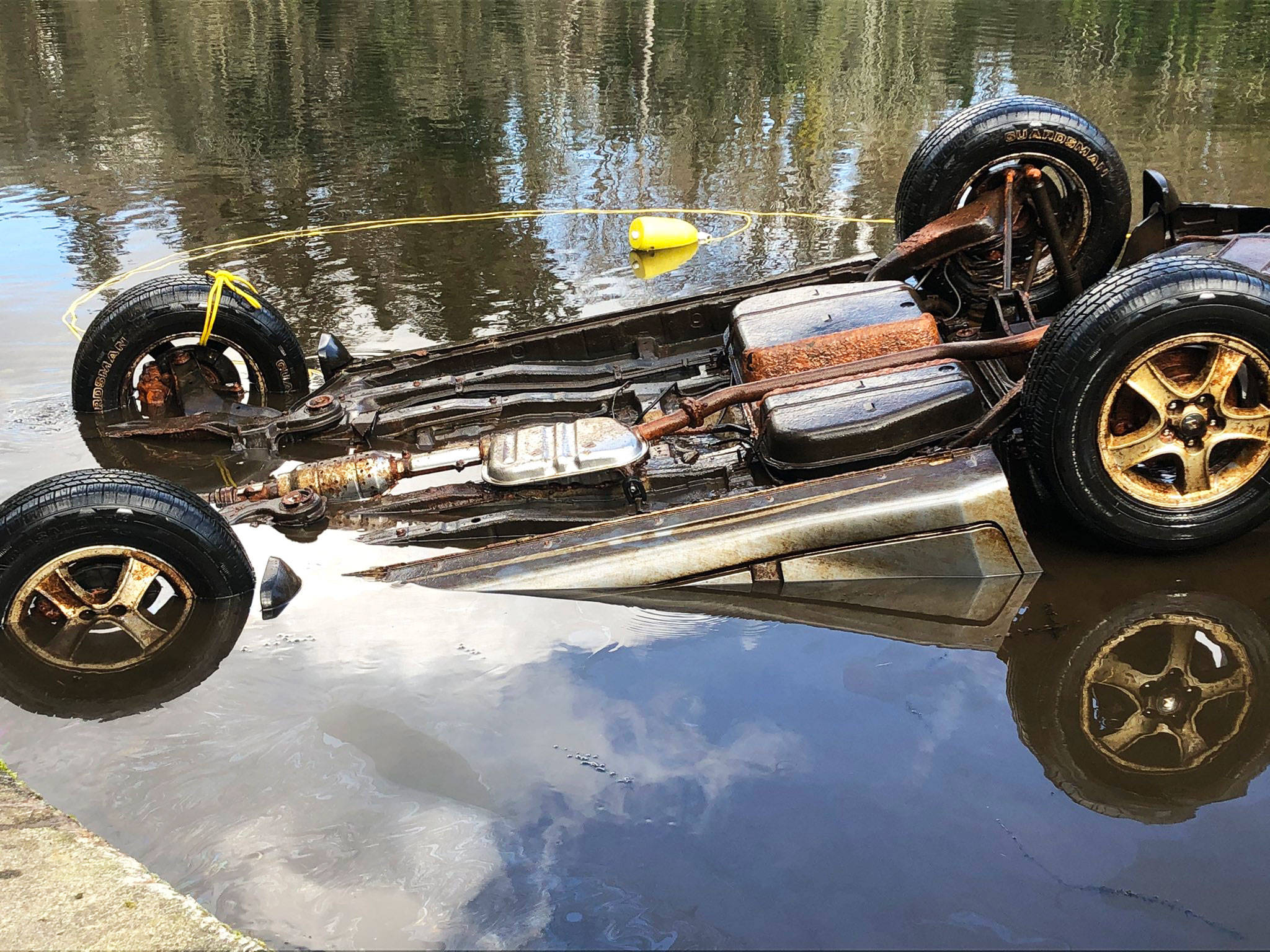 A diving drill by Renton firefighters in Lake Fenwick in Kent turned up a stolen vehicle. Crews removed the SUV from the bottom of the lake. COURTESY PHOTO, Puget Sound Fire