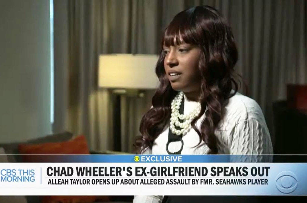 Alleah Taylor talks to “CBS This Morning” Feb. 10 about the alleged attack by ex-Seahawk lineman Chad Wheeler in their Kent apartment. COURTESY IMAGE, CBS