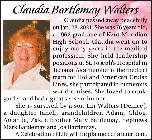 Claudia Bartlemay Walters | Obituary