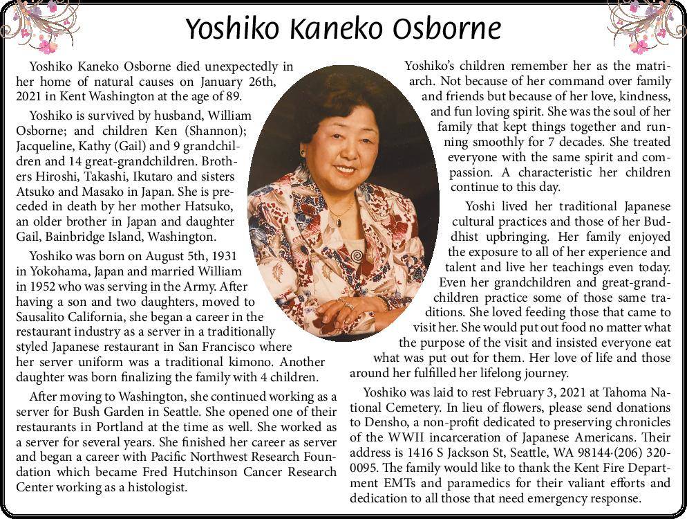 Yoshiko Kaneko Osborne | Obituary