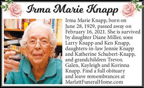 Irma Marie Knapp | Obituary