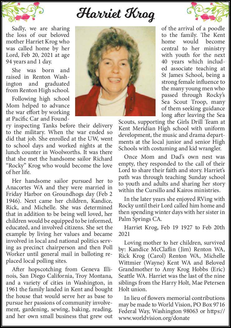 Harriet Krog | Obituary
