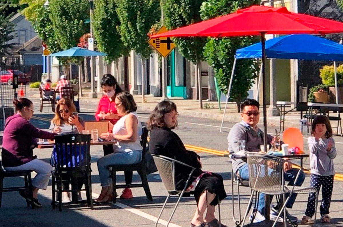 People take advantage in 2020 in downtown Kent of the outdoor dining along First Avenue between Gowe and Titus streets on Saturdays in the summer. COURTESY FILE PHOTO, Kent Downtown Partnership