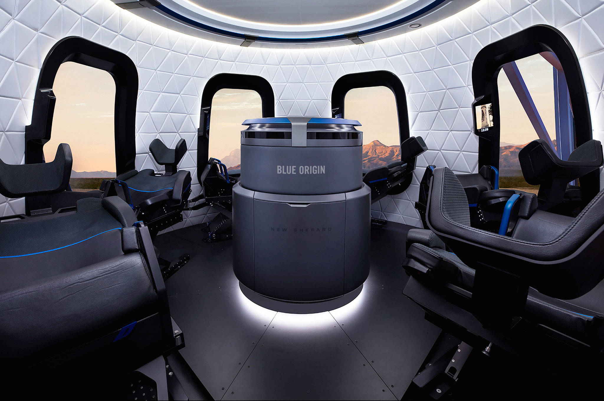 The interior of the crew capsule on Blue Origin’s New Shepard. COURTESY PHOTO, Blue Origin