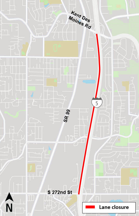 A map of the lane closure. COURTESY GRAPHIC, Sound Transit.