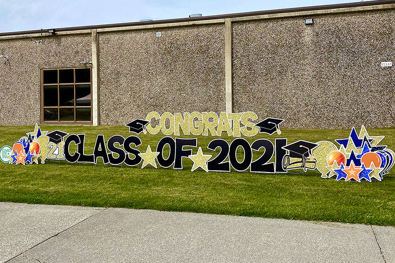 A graduation sign placed at Decatur High School. Olivia Sullivan/staff photo