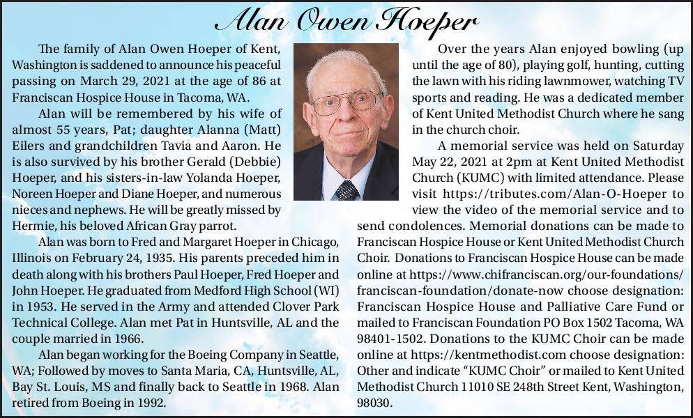 Alan Owen Hoeper | Obituary