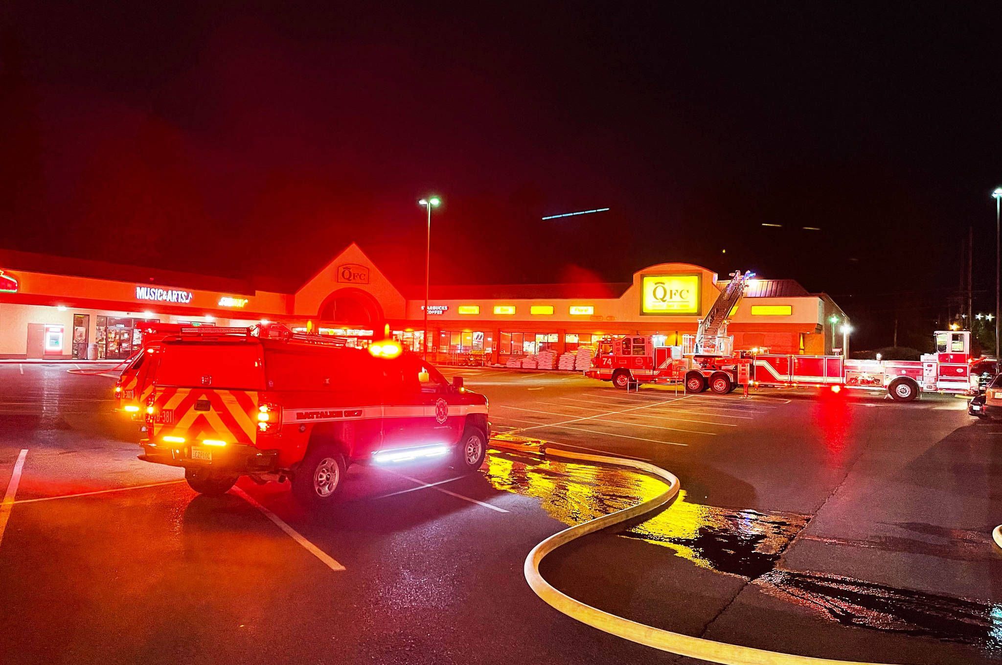 Firefighters contained a fire June 23 at the Kent QFC store to a roof area near the back of the building. COURTESY PHOTO, Puget Sound Fire