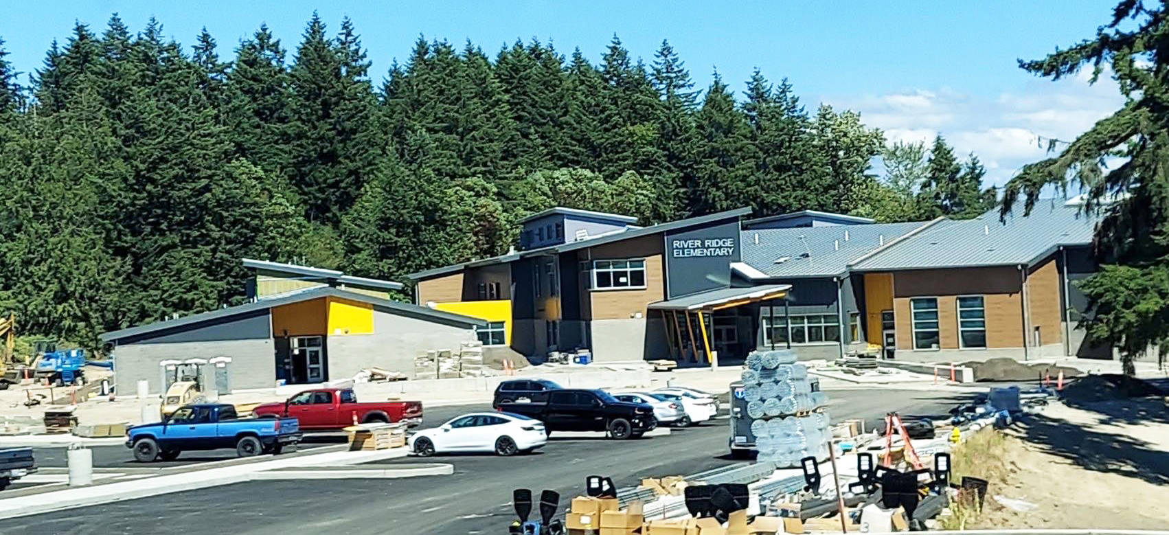 Construction continues on the new River Ridge Elementary School along Military Road South on the West Hill in SeaTac scheduled to open this fall. COURTESY PHOTO, Kent School District