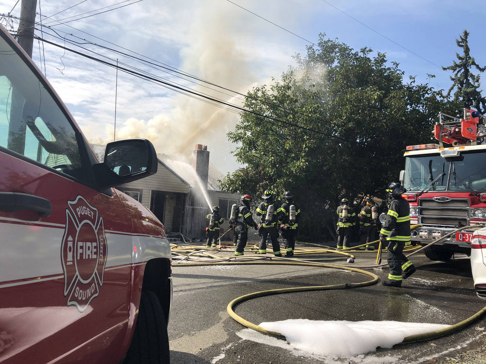 Firefighters respond Aug. 18 to a house fire in the 600 block of Prospect Avenue North in Kent. COURTESY PHOTO, Puget Sound Fire