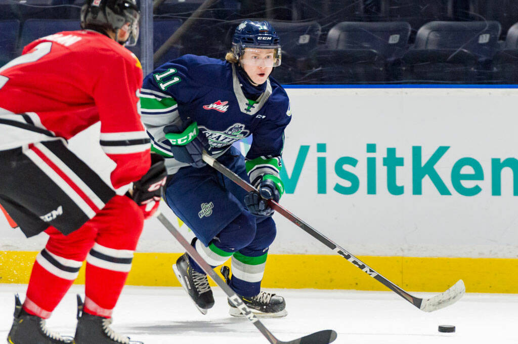 The Kent-based Seattle Thunderbirds will only play U.S. Division opponents the first month of the Western Hockey League season due to COVID-19 travel restrictions to the U.S. from Canada. The T-Birds open the season Oct. 2 at Portland. COURTESY PHOTO, Brian Liesse, Seattle Thunderbirds