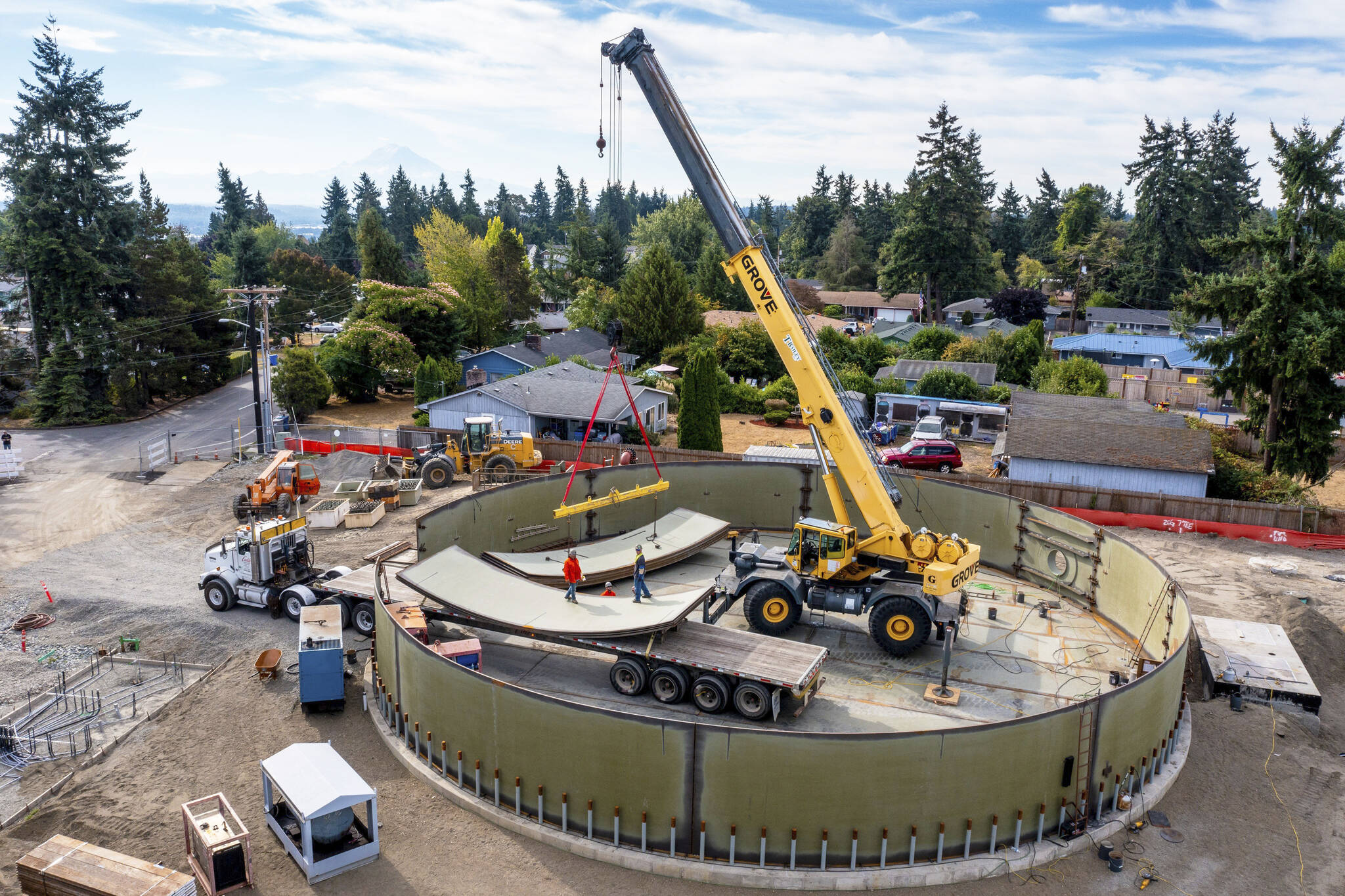 Crews work on a 16-story water reservoir on the West Hill in Kent near Military Road South and South 248th Street. COURTESY PHOTO, City of Kent