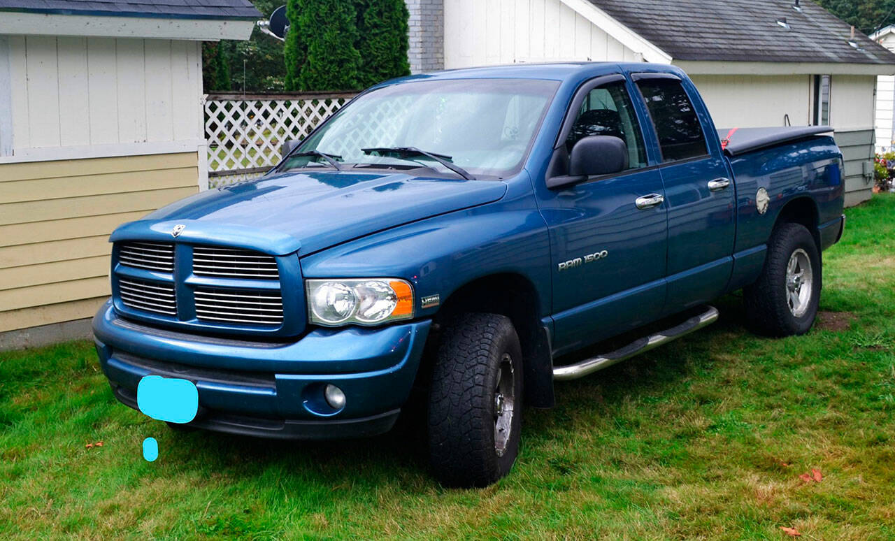 The Washington State Patrol released a photo of the pickup reportedly involved in a road rage and drive-by shooting on Oct. 6 along State Route 18 near Kent. COURTESY PHOTO, State Patrol