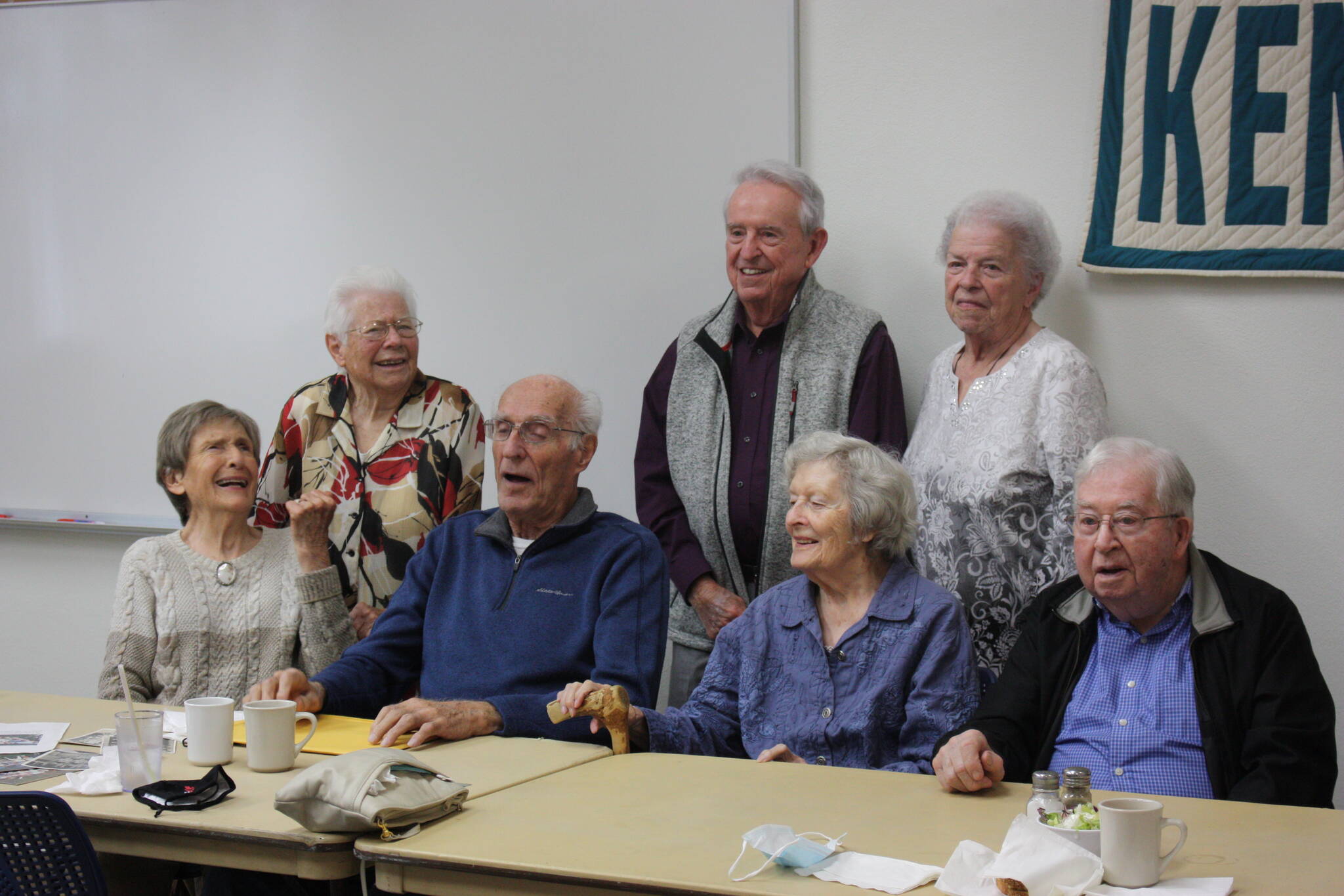 CAMERON SHEPPARD, Sound Publishing
The remaining members of the Kent High School class of 1946, (Front row left to right: Beverly Johnson, Roy Smith, Mary Loop and Harold Botts. Back row left to right: Joan Nelson, Dick Mergems, Phyllis Alford).