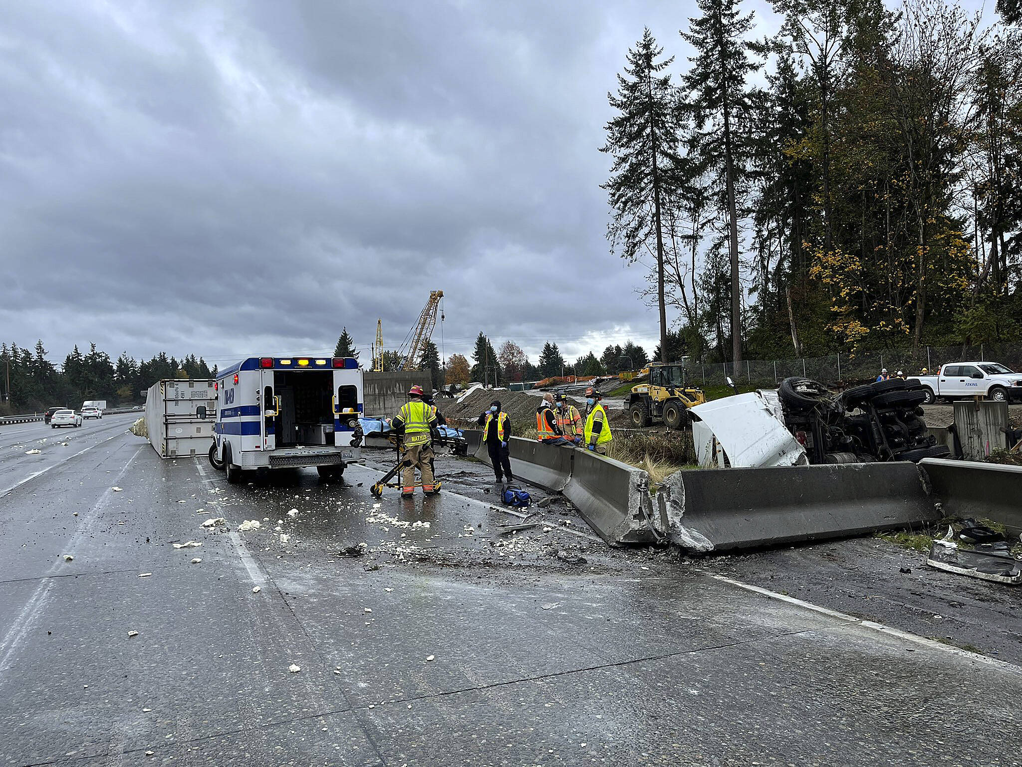 A crash injured four people on Thursday, Oct. 28 in the Interstate 5 southbound lanes near South 272nd Street. COURTESY PHOTO, South King Fire and Rescue