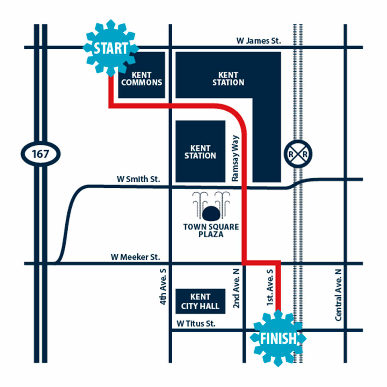 The route for the Winterfest parade in Kent at 4:30 p.m. on Saturday, Dec. 4. COURTESY GRAPHIC, City of Kent