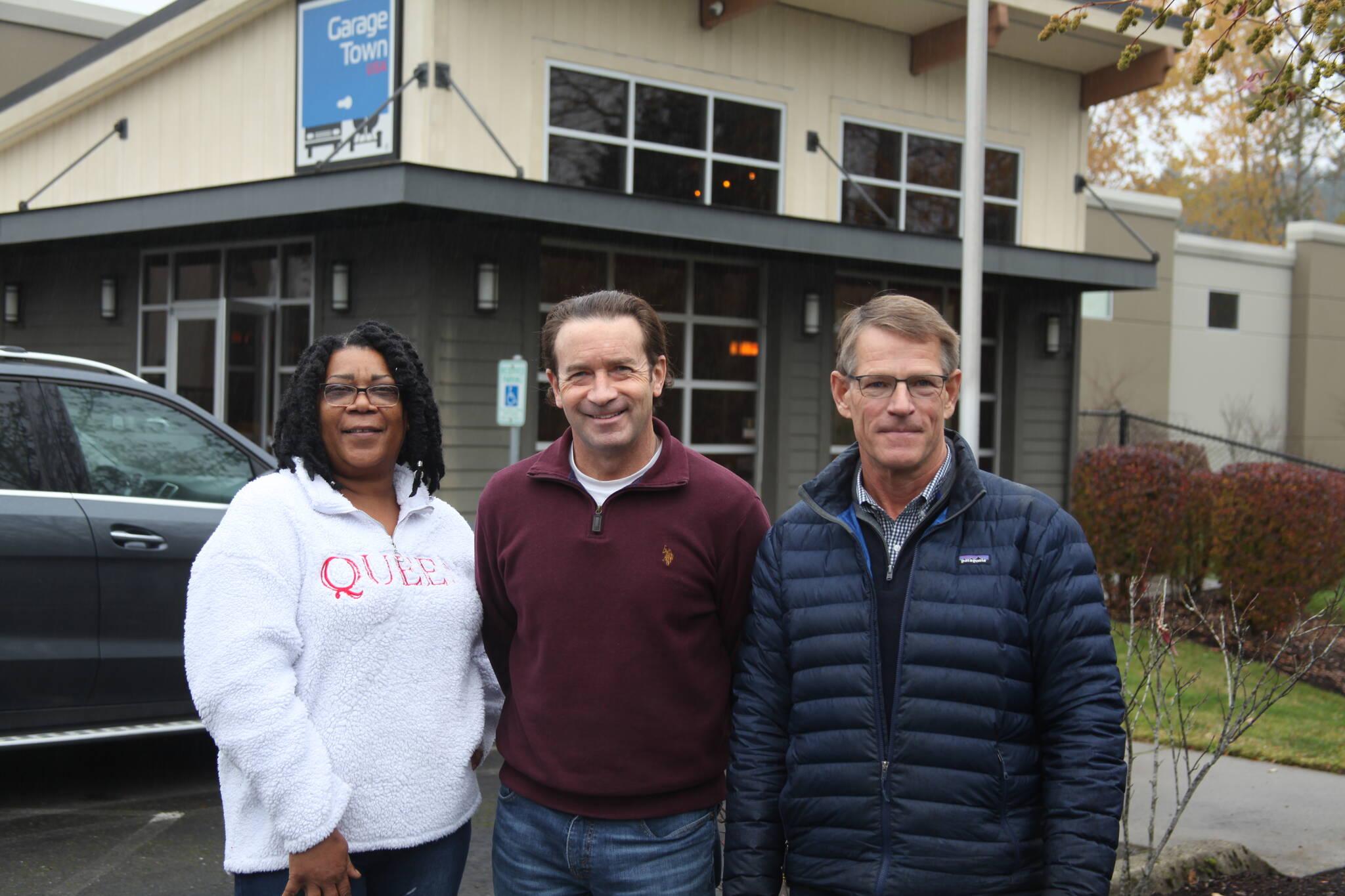 From left to right: Mia Franklin, homeowner in South 344th Street neighborhood; Peter Barbin, GarageTown unit owner; and Brad Thorson, GarageTown Condominium Association president. HENRY STEWART-WOOD/Sound Publishing