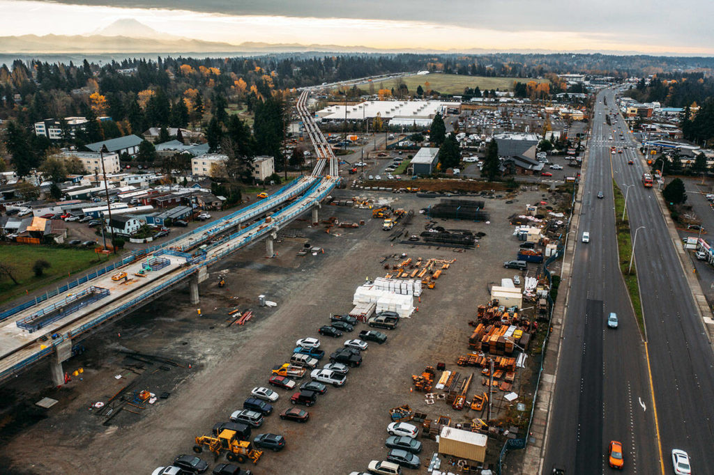 Light rail parking garage, guideway going up on Kent’s West Hill Kent