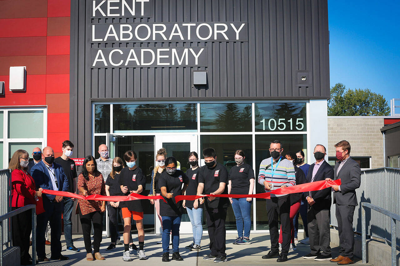 A ribbon cutting in September at the new Kent Laboratory Academy. Kent School District voters will decide on the Feb. 8 ballot whether to approve a two-year levy to help fund programs and staff throughout the district. COURTESY PHOTO, Kent School District