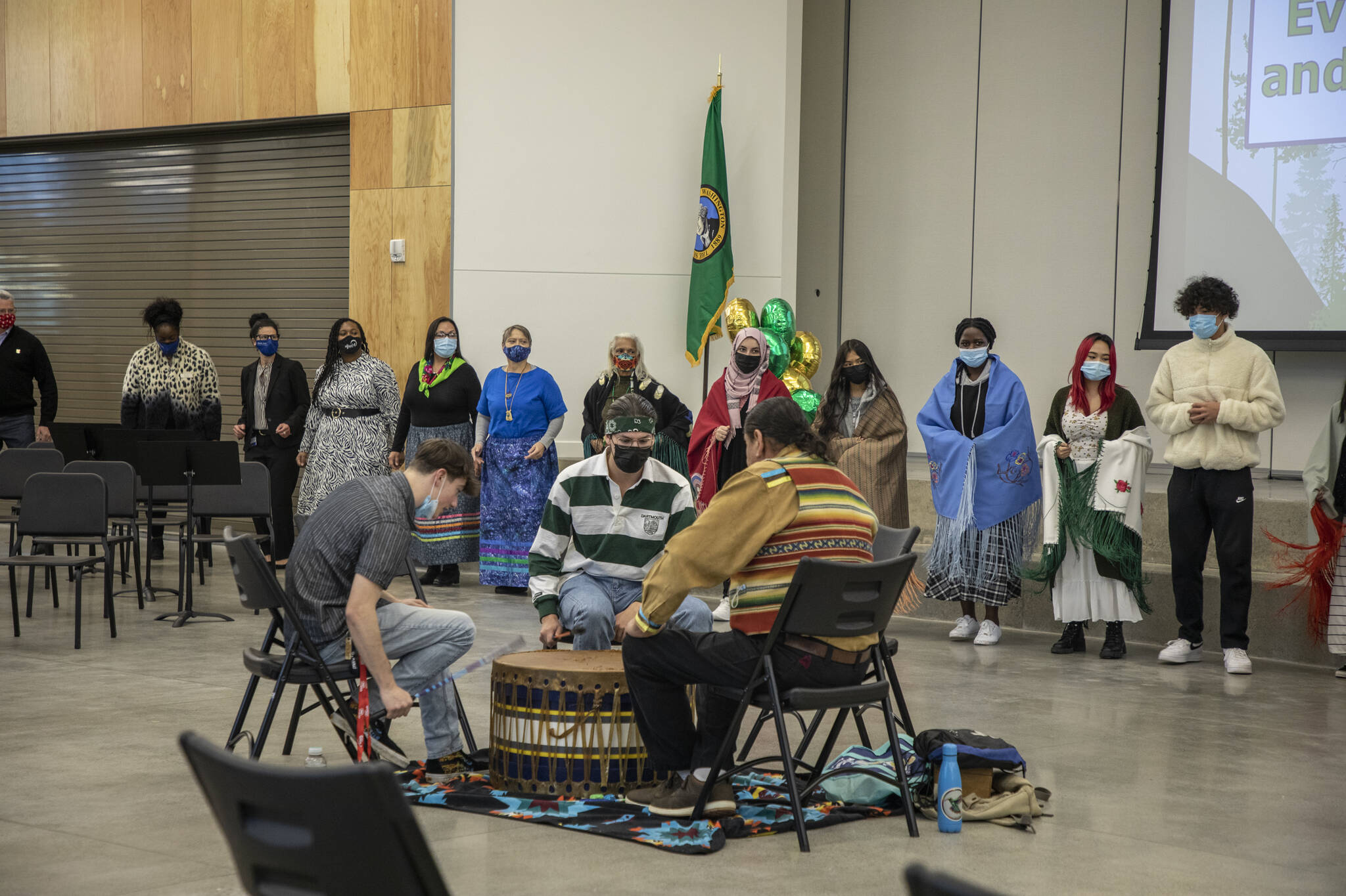 People at the event participated in a round dance while listening to a drum circle led by Federal Way resident Raymond Kingfisher. COURTESY PHOTO, Federal Way Public Schools