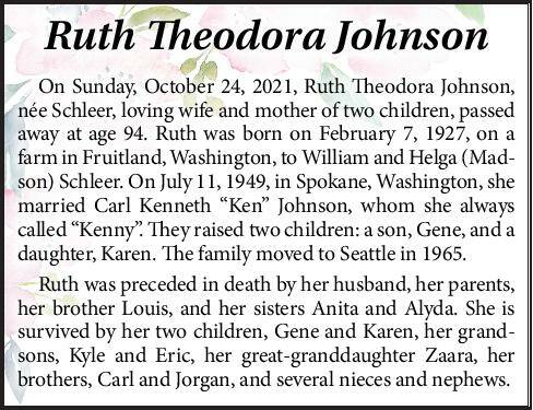 Ruth Theodora Johnson | Obituary