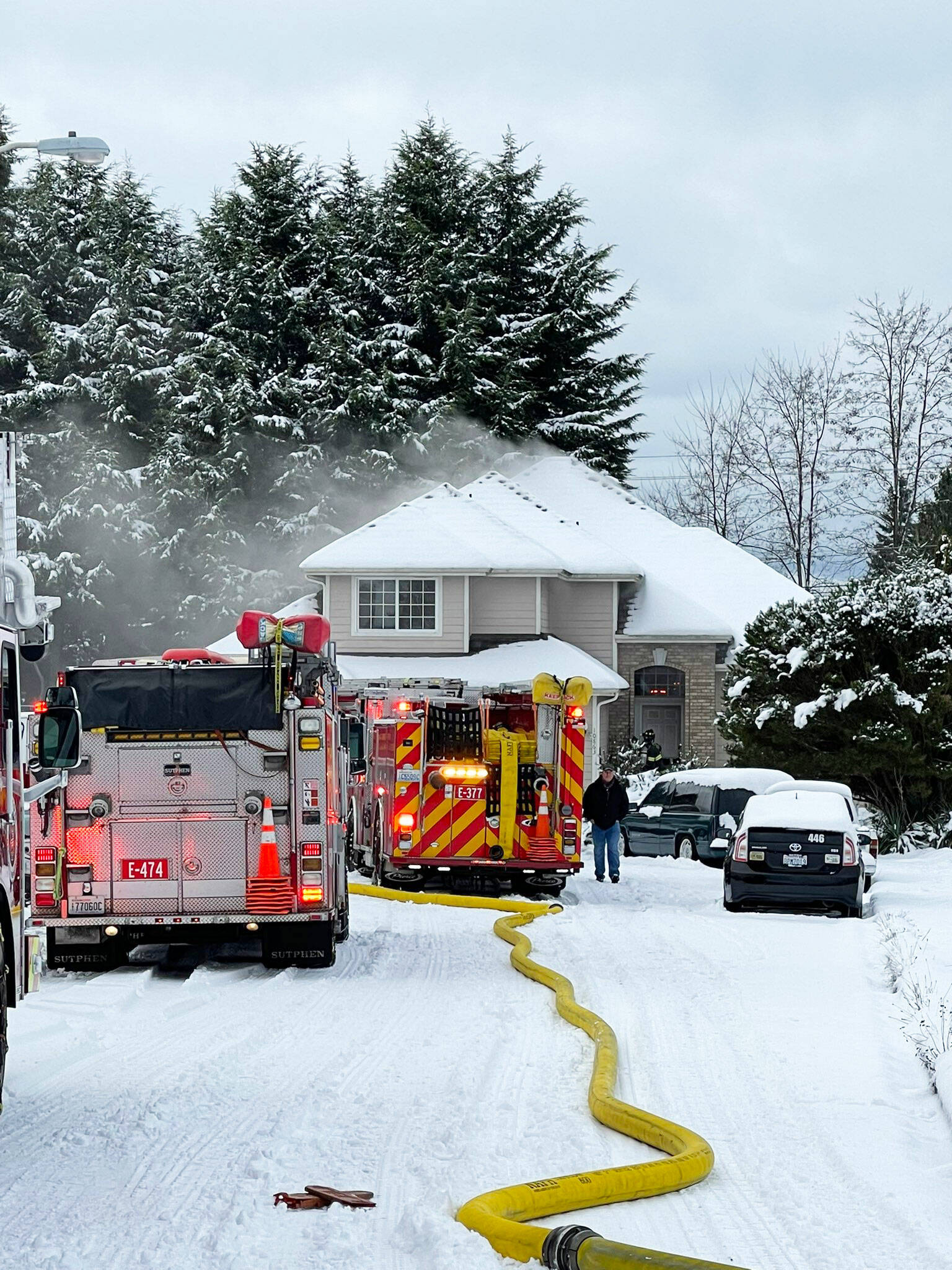 Firefighters respond Thursday, Dec. 30 to a Kent house fire in the 10800 block of SE 218th Place. There were no injuries. COURTESY PHOTO, Puget Sound Fire