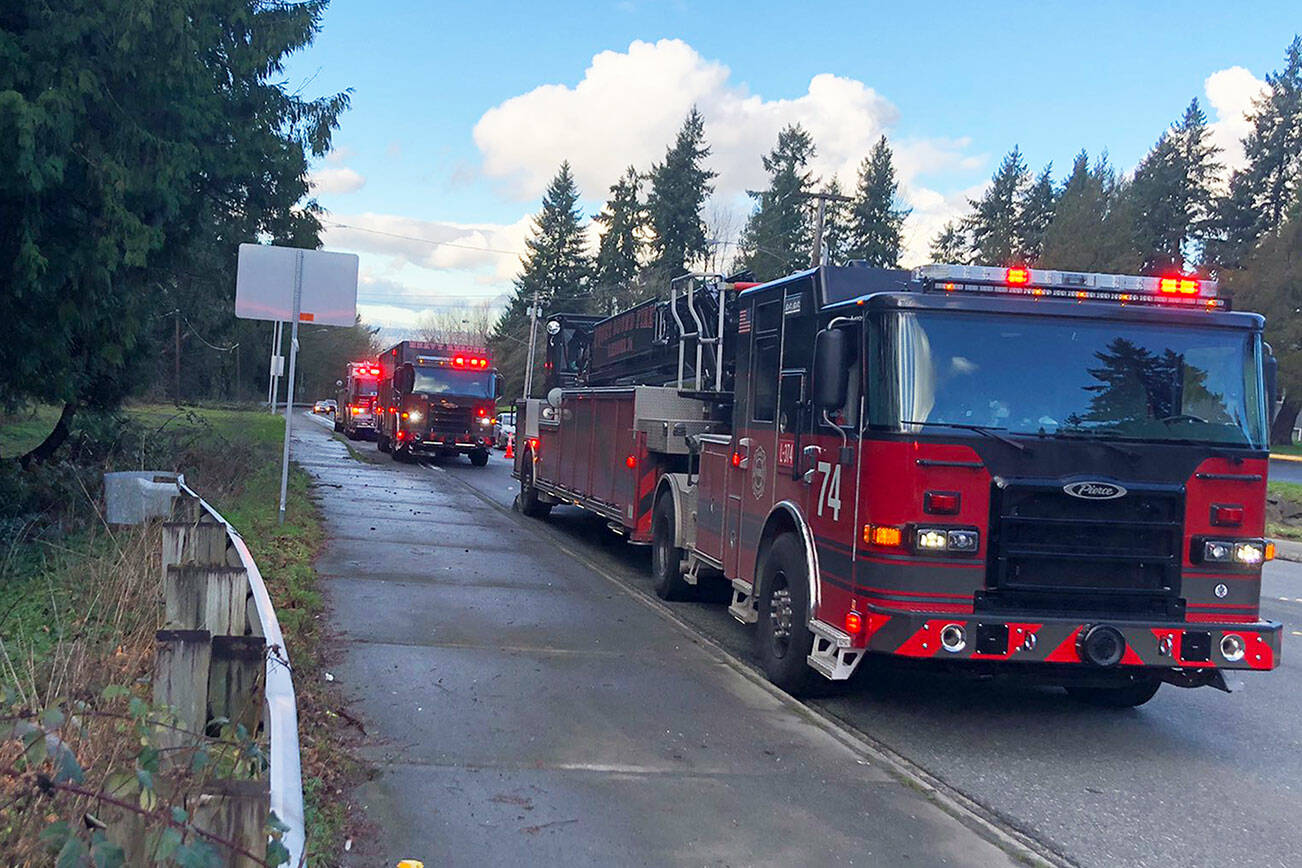 Puget Sound Fire assists Kent Police with a body recovery Thursday afternoon, Jan. 13 along Canyon Drive near South 252nd Street. COURTESY PHOTO, Puget Sound Fire