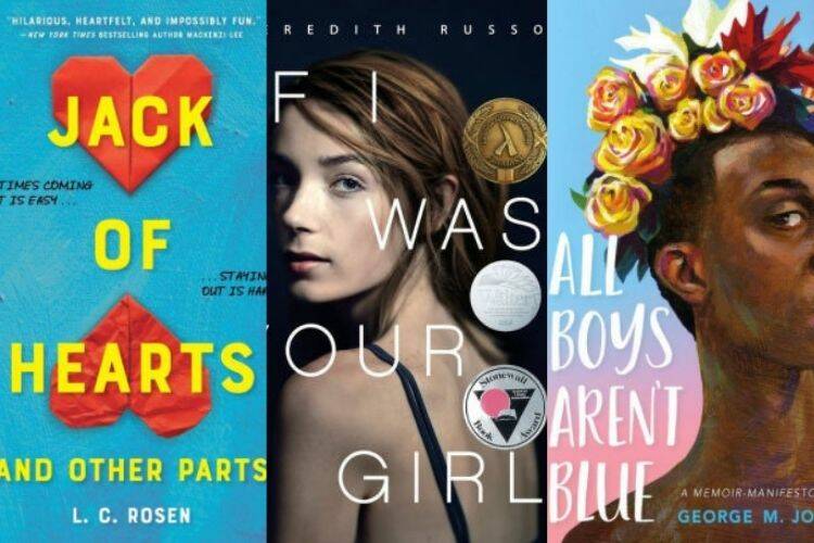 Cover art of books that KSD Librarian Gavin Downing says have been under fire: “Jack of Hearts (and Other Parts),” by Lev A.C. Rosen, “If I Was Your Girl,” by Meredith Russo, and “All Boys Aren’t Blue,” by George Matthew Johnson. (Screenshot from Barnes and Noble website)