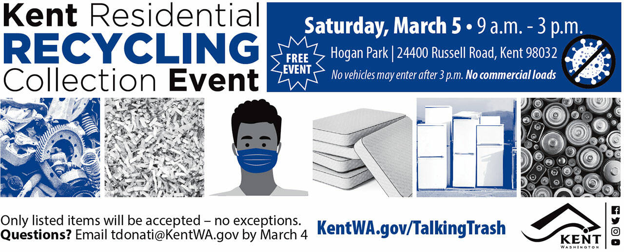 Kent free recycling event set for March 5 at Hogan Park Kent Reporter