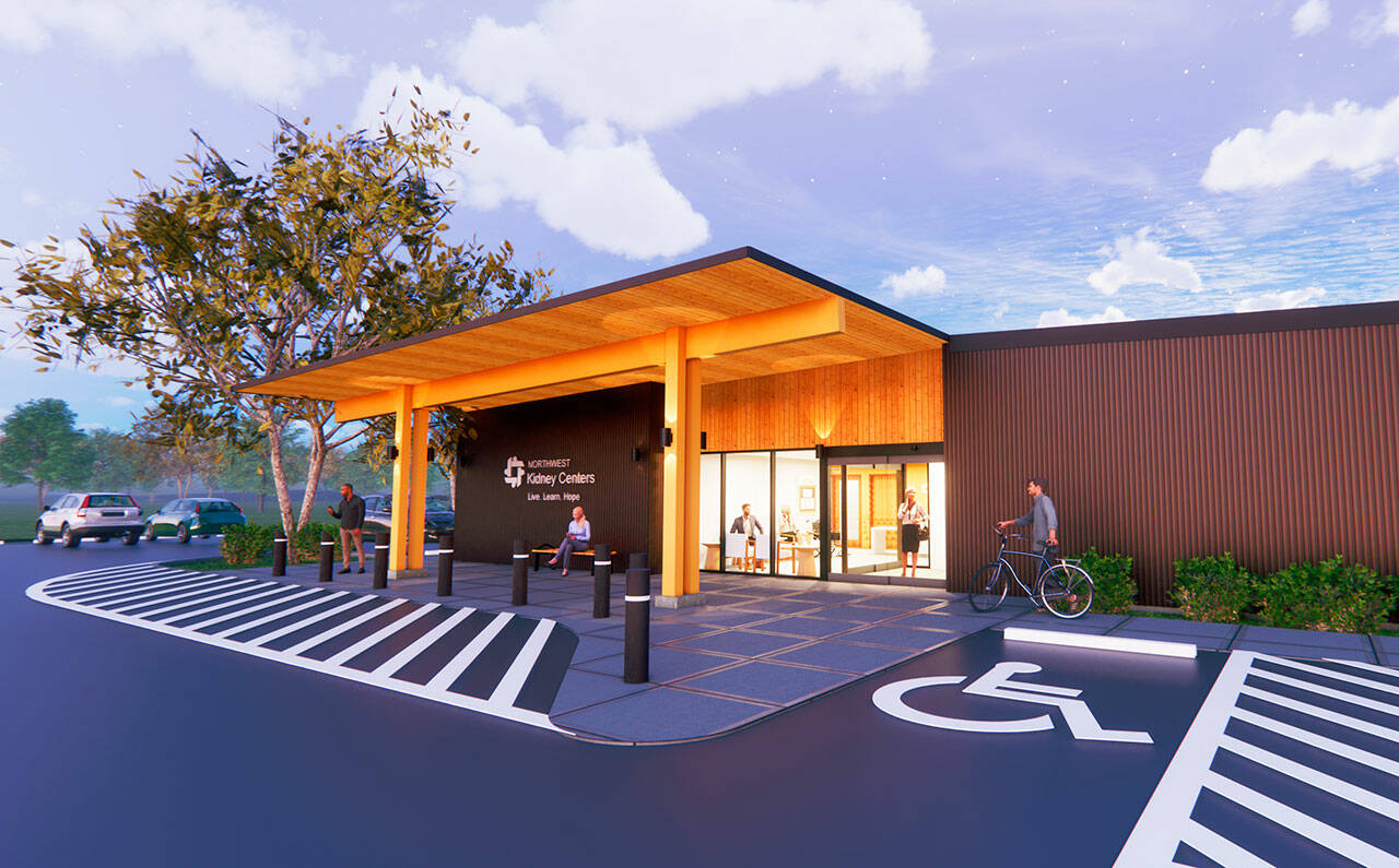 A rendering of a new Northwest Kidney Center scheduled to open in 2023 in the Panther Lake area of Kent. COURTESY IMAGE, Northwest Kidney Center