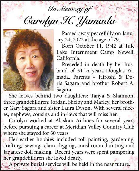 Carolyn H. Yamada | Obituary
