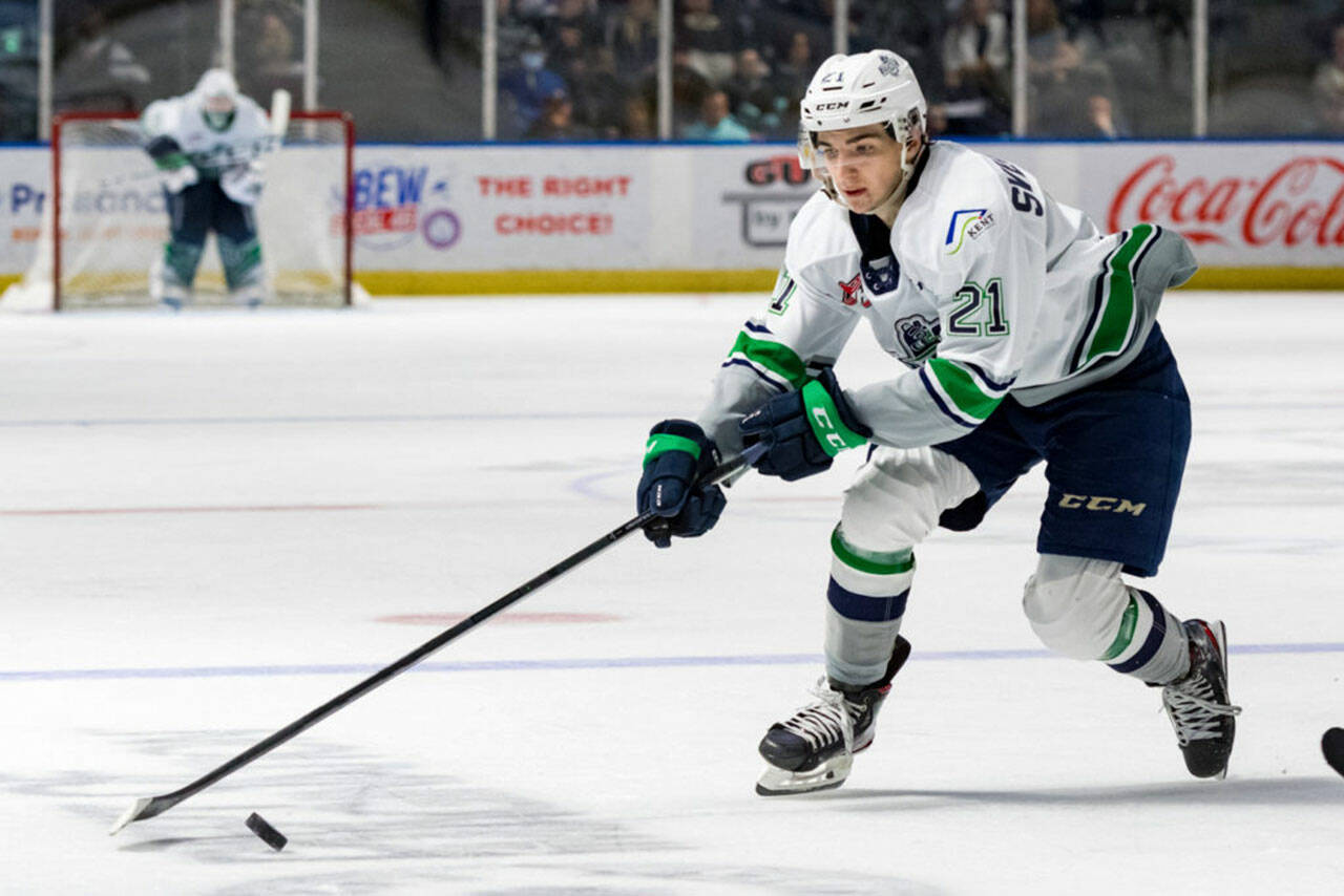 The Western Hockey League named Seattle Thunderbirds forward Lukas Svejkovsky its Player of the Week. He had five goals and three assists in three victories. COURTESY PHOTO, Brian Liesse, Seattle Thunderbirds