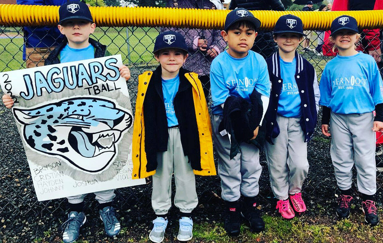 The Jaguars Tee Ball team participates in Kent Little League Opening Day. COURTESY PHOTO, Kent Little League