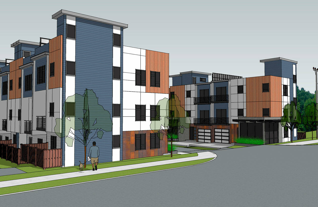 A rendering of townhomes to be built at 24710 104th Ave. SE. COURTESY IMAGE, IHB Architects