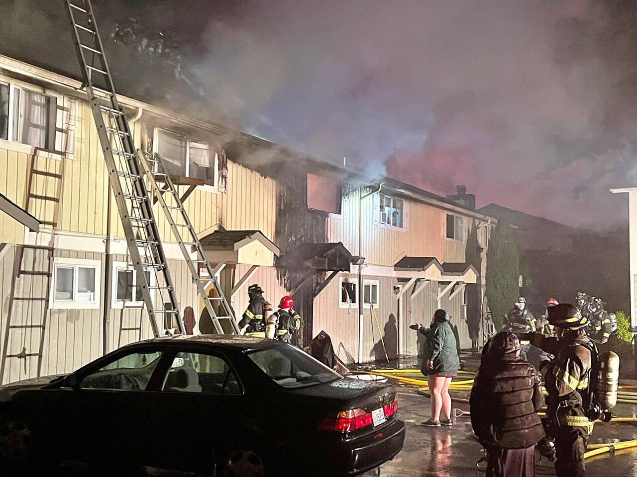 A fire displaced six families June 5 at the Kent Fifth Avenue Apartments in the 700 block of Fifth Avenue South. COURTESY PHOTO, Puget Sound Fire