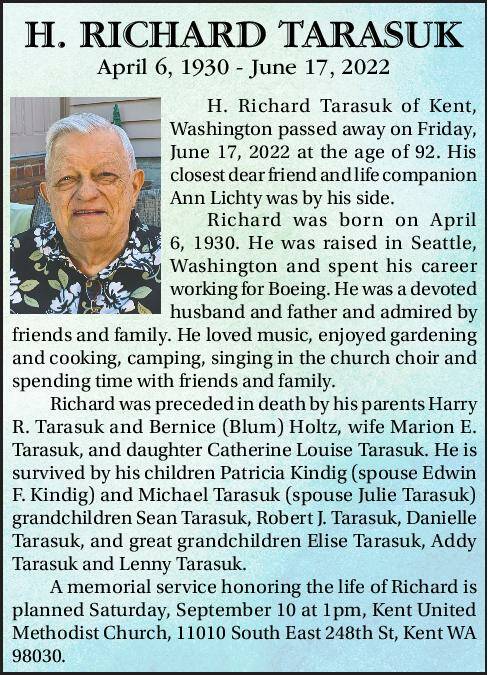 H. Richard Tarasuk | Obituary