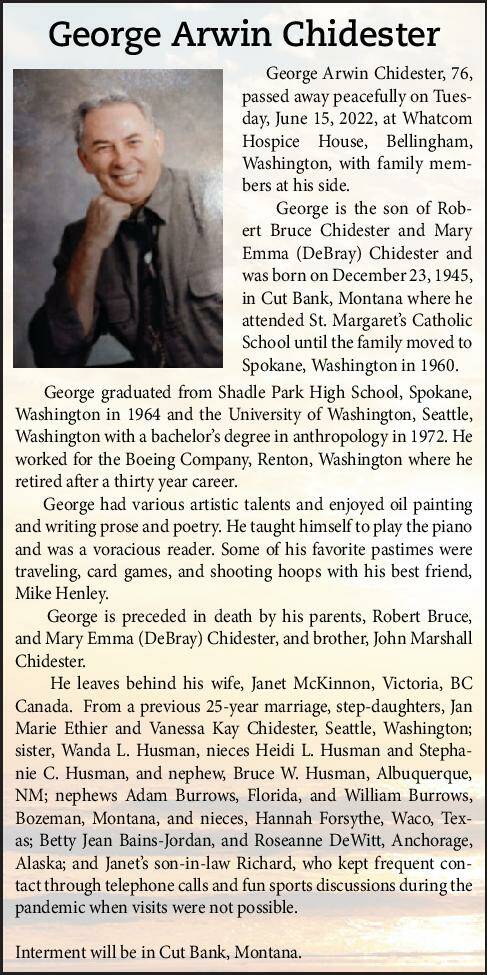 George Arwin Chidester | Obituary