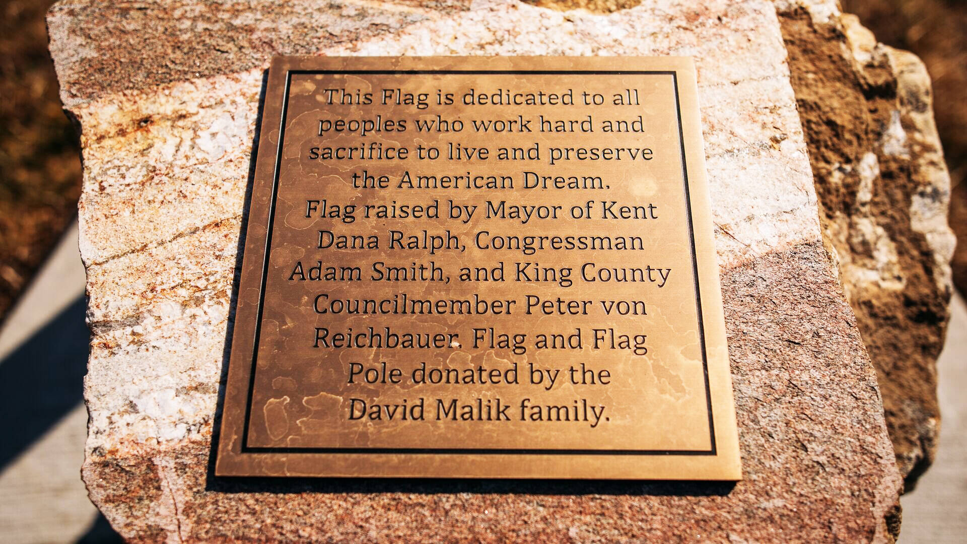 A plaque placed at the Fourth Avenue South and Willis Street roundabout. COURTESY PHOTO, City of Kent